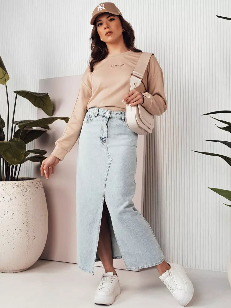 Ilgas džinsinis melsvas sijonas Virton