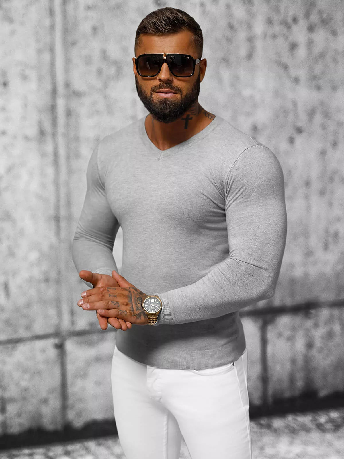 Pilkas vyriškas megztinis Gozil