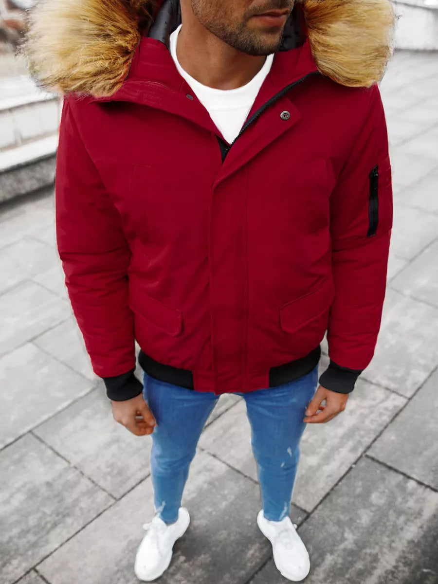 Bomber stiliaus žieminė bordo vyriška striukė Lemor