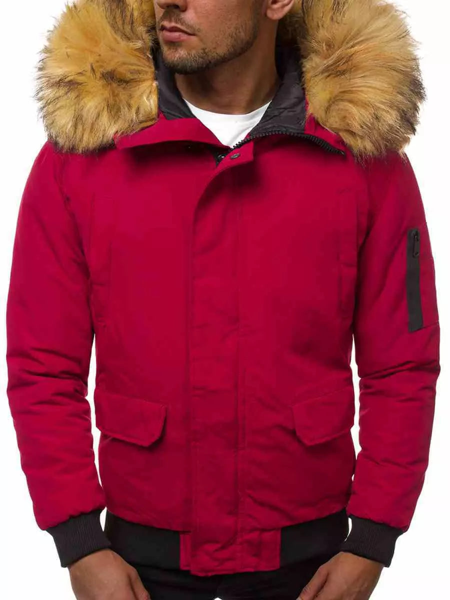 Bomber stiliaus žieminė bordo vyriška striukė Lemor