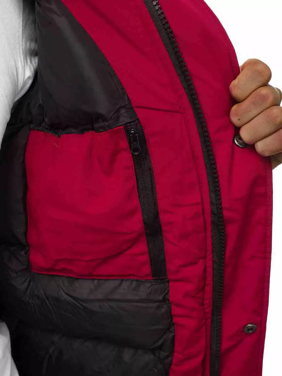 Bomber stiliaus žieminė bordo vyriška striukė Lemor