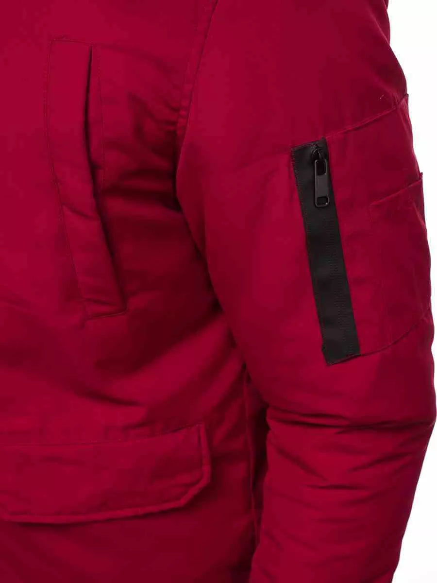 Bomber stiliaus žieminė bordo vyriška striukė Lemor