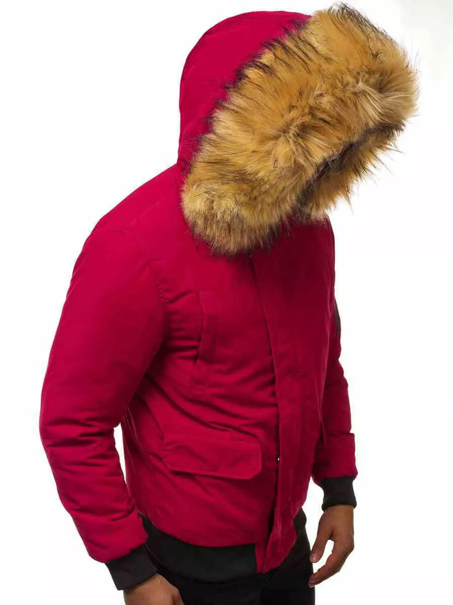 Bomber stiliaus žieminė bordo vyriška striukė Lemor