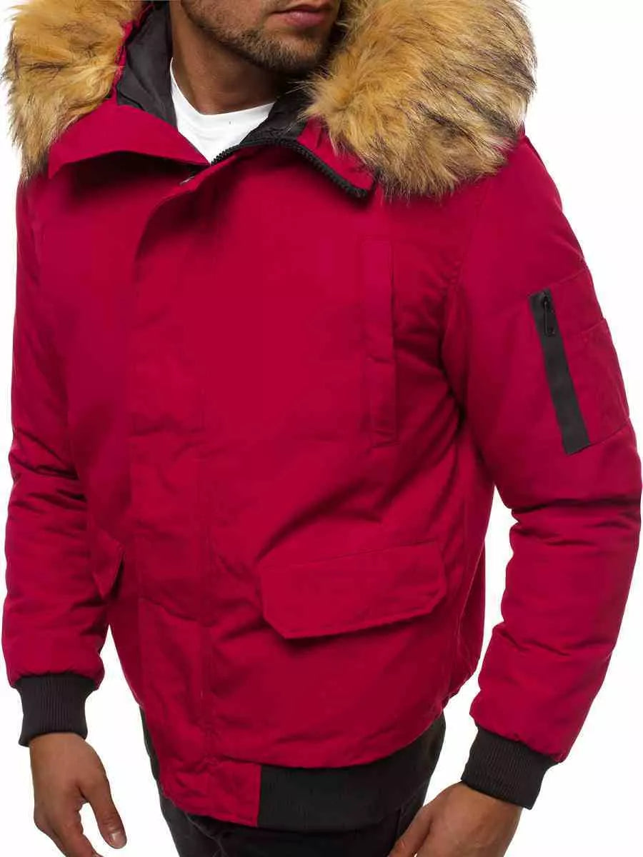 Bomber stiliaus žieminė bordo vyriška striukė Lemor