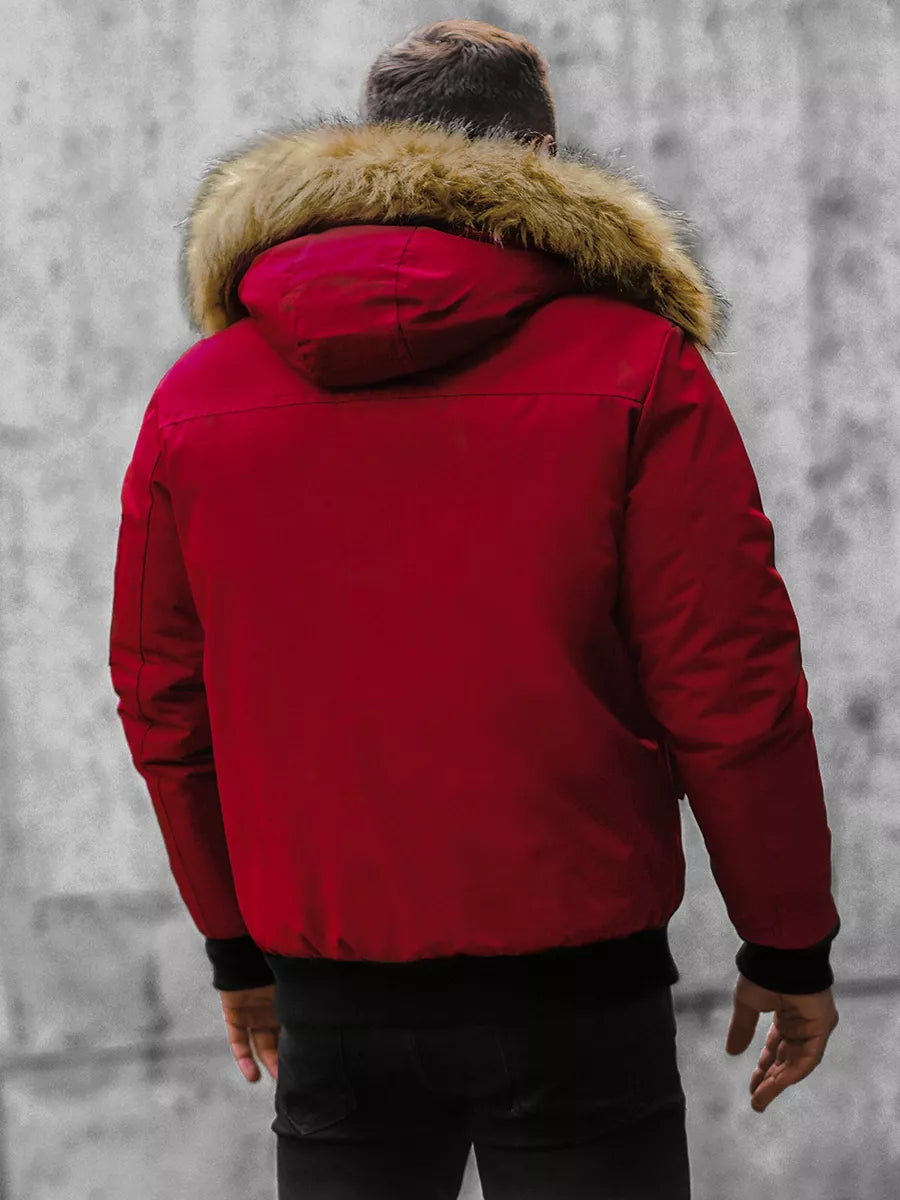 Bomber stiliaus žieminė bordo vyriška striukė Lemor