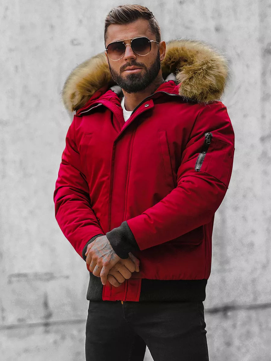 Bomber stiliaus žieminė bordo vyriška striukė Lemor