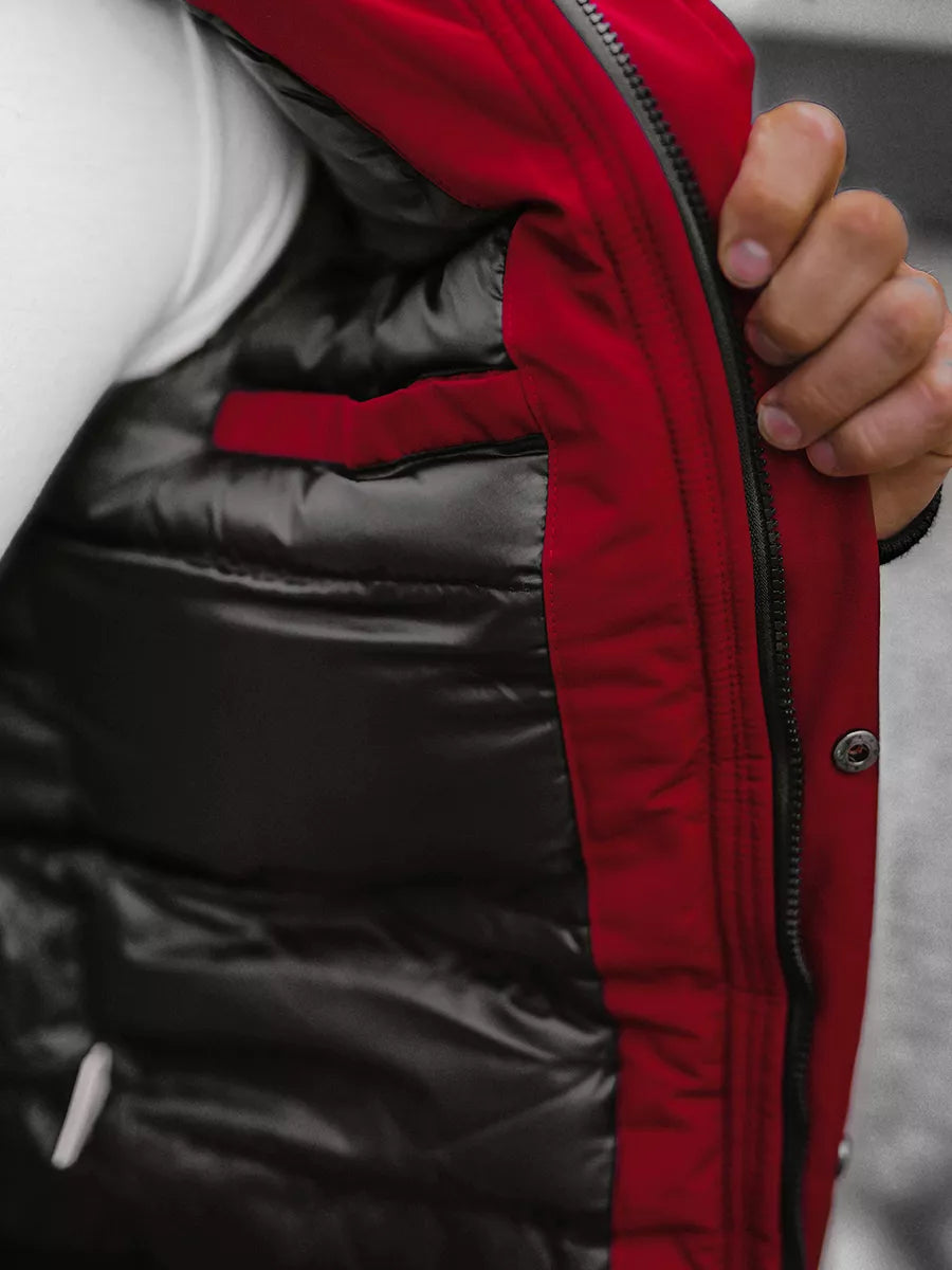 Bomber stiliaus žieminė bordo vyriška striukė Lemor