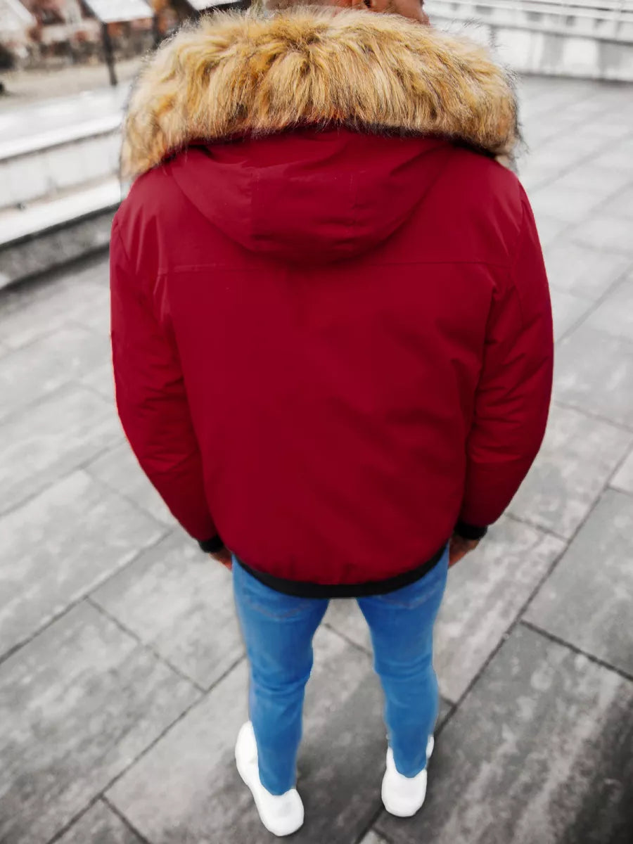 Bomber stiliaus žieminė bordo vyriška striukė Lemor