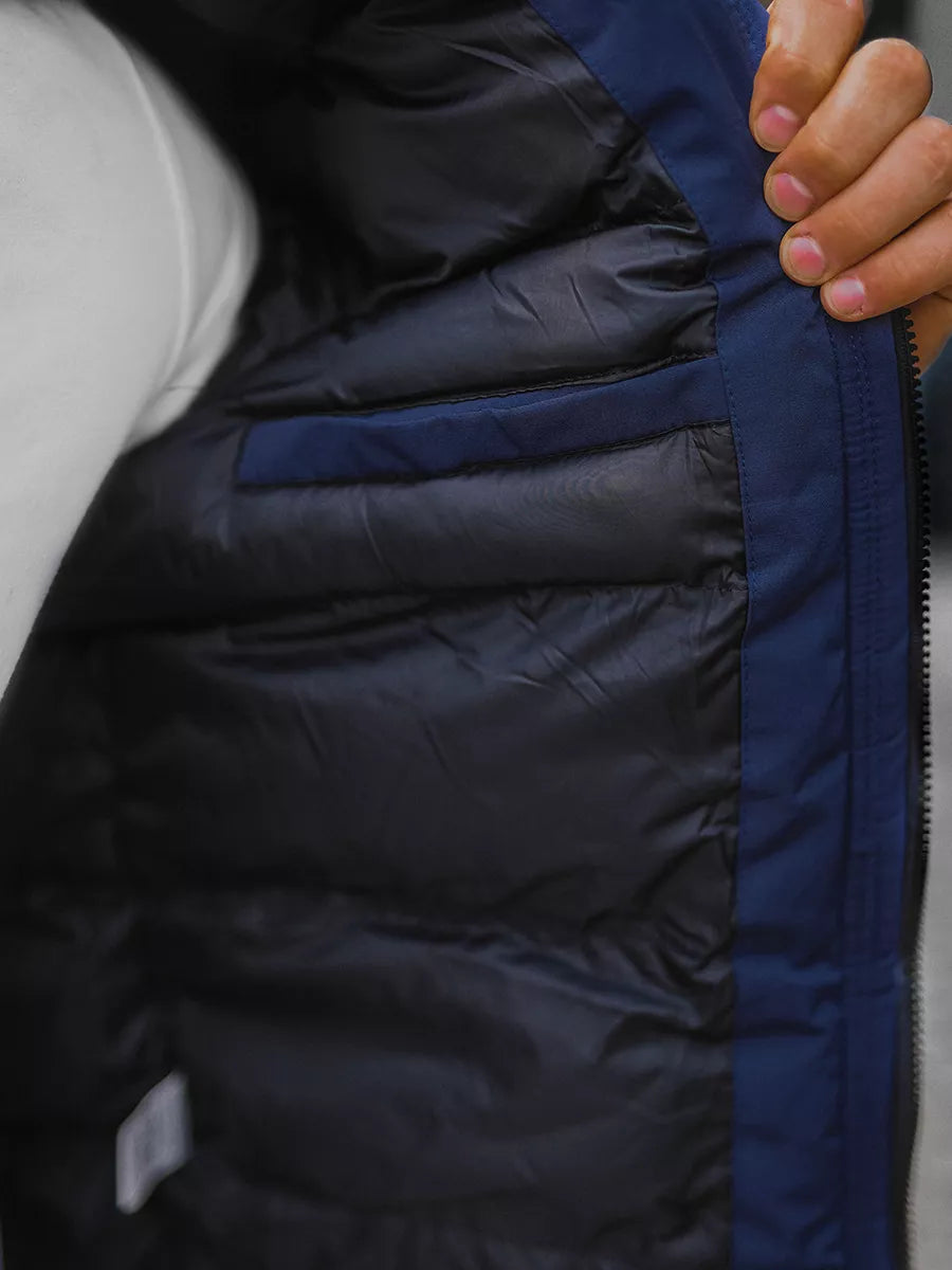 Bomber stiliaus žieminė tamsiai mėlyna vyriška striukė Lemor