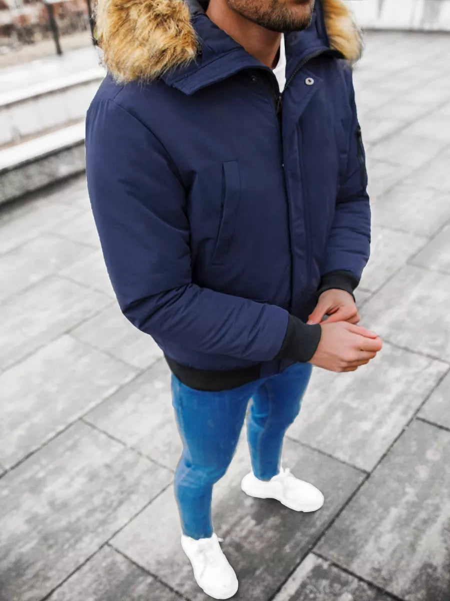 Bomber stiliaus žieminė tamsiai mėlyna vyriška striukė Lemor