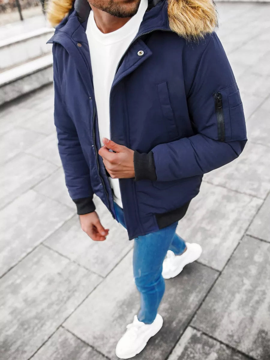 Bomber stiliaus žieminė tamsiai mėlyna vyriška striukė Lemor