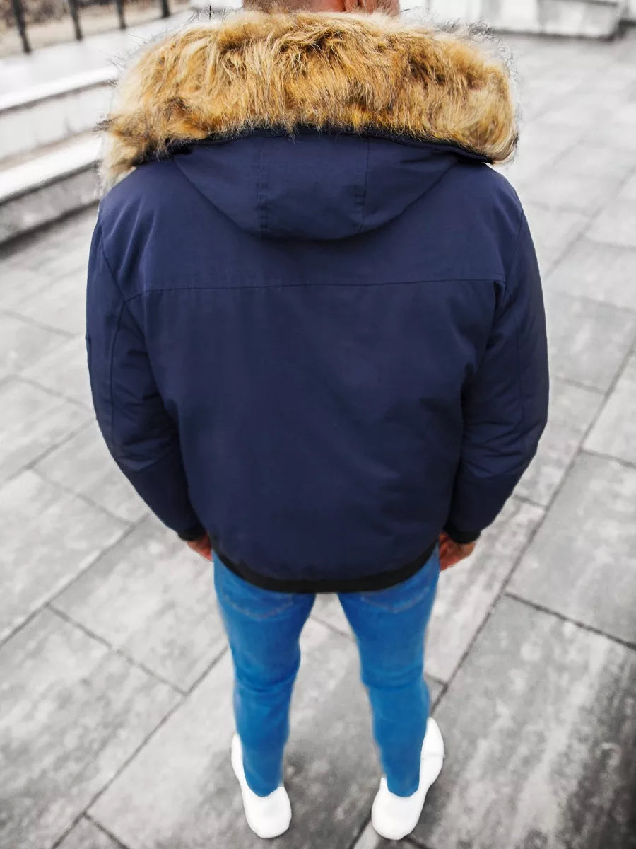 Bomber stiliaus žieminė tamsiai mėlyna vyriška striukė Lemor