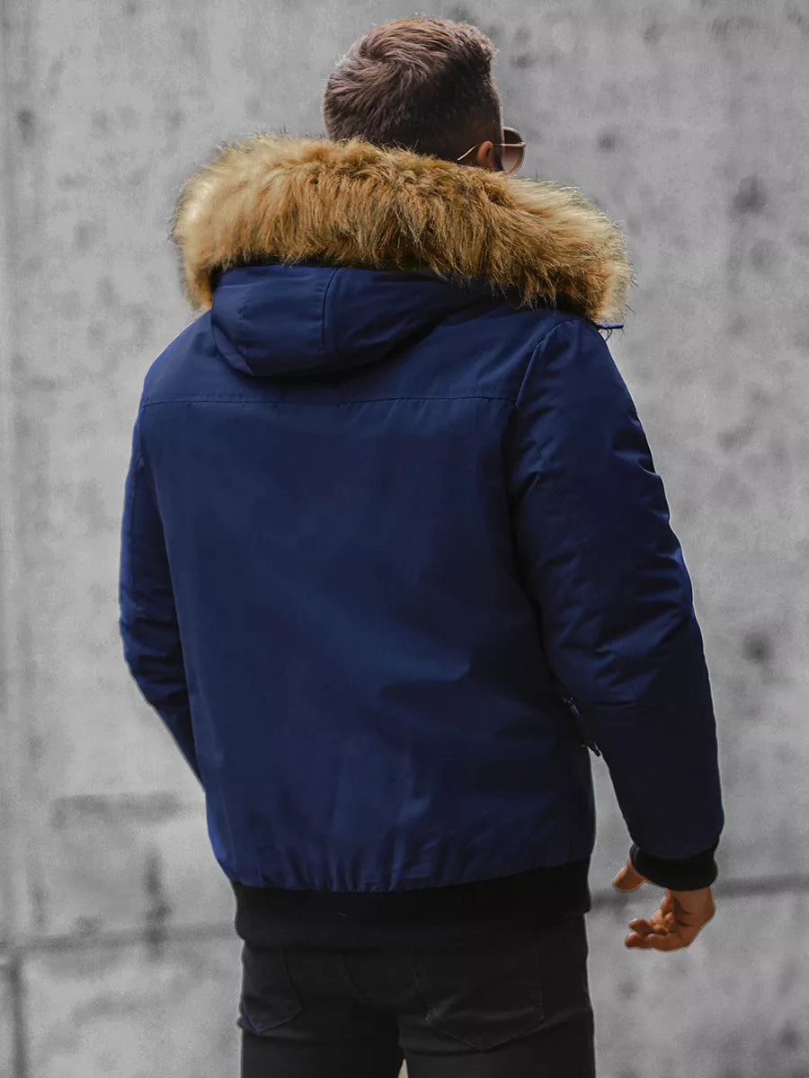 Bomber stiliaus žieminė tamsiai mėlyna vyriška striukė Lemor