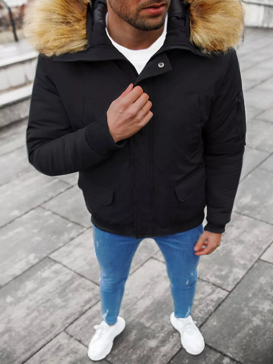 Bomber stiliaus žieminė juoda vyriška striukė Lemor