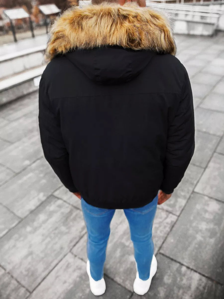 Bomber stiliaus žieminė juoda vyriška striukė Lemor