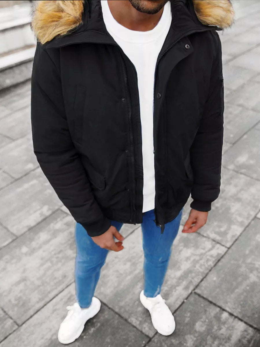 Bomber stiliaus žieminė juoda vyriška striukė Lemor