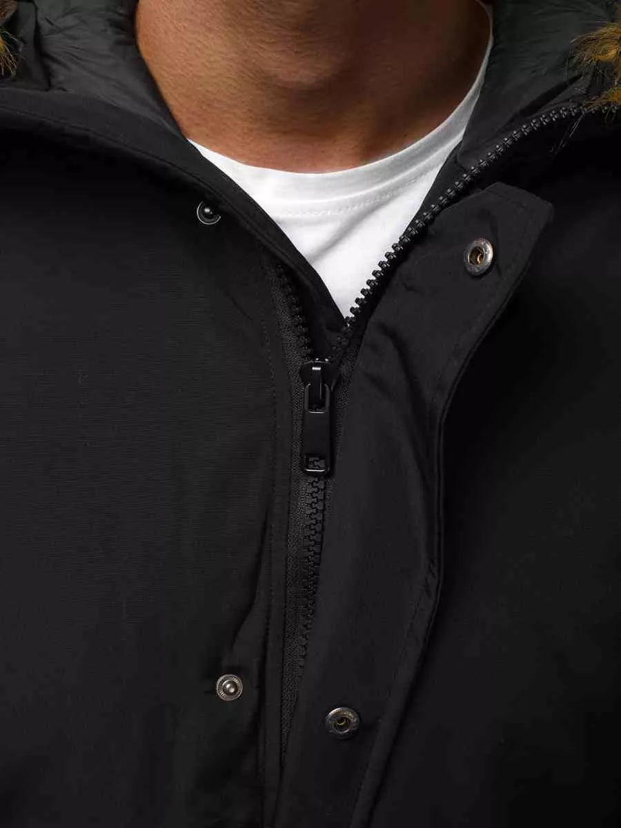 Bomber stiliaus žieminė juoda vyriška striukė Lemor