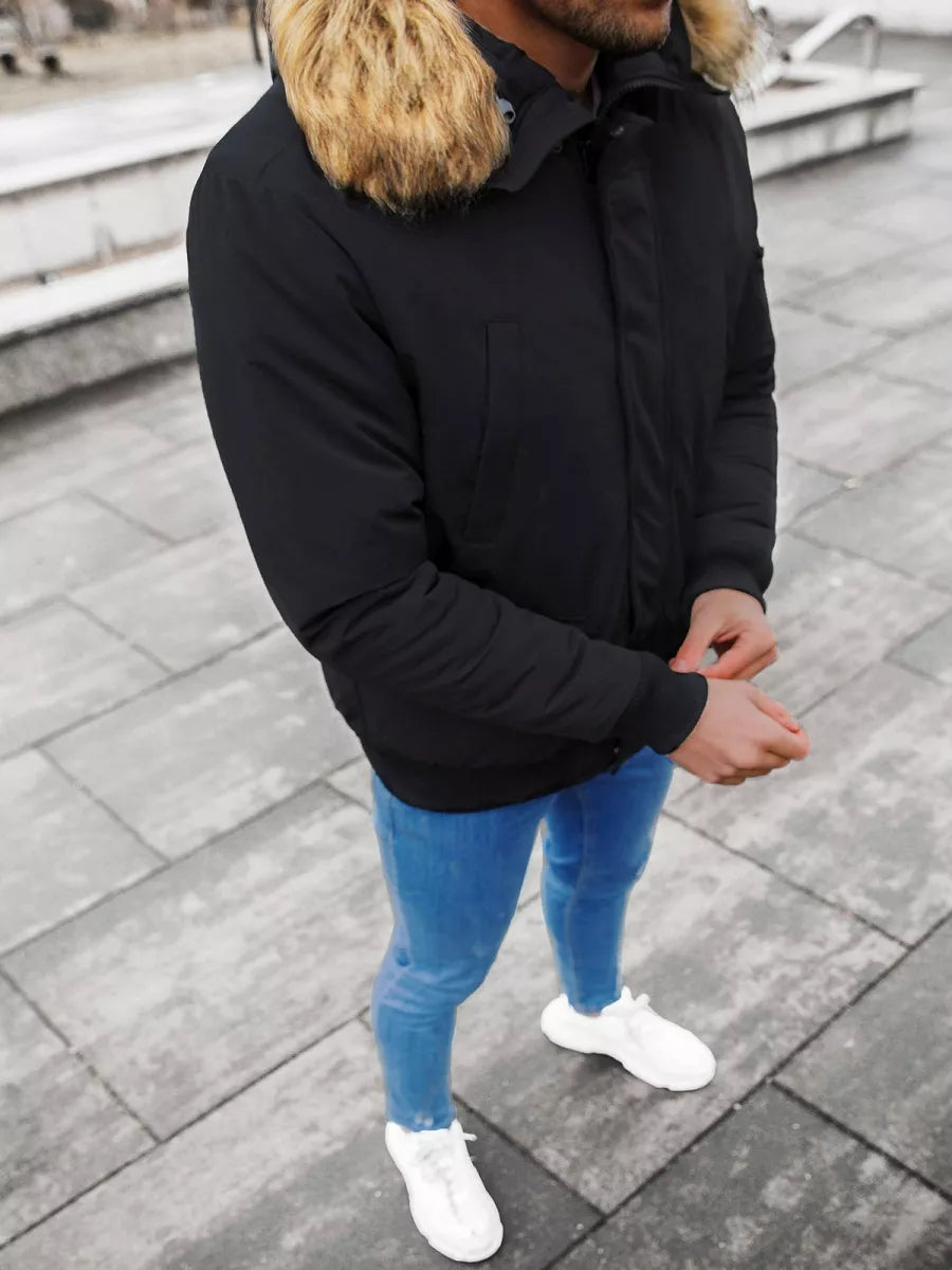 Bomber stiliaus žieminė juoda vyriška striukė Lemor