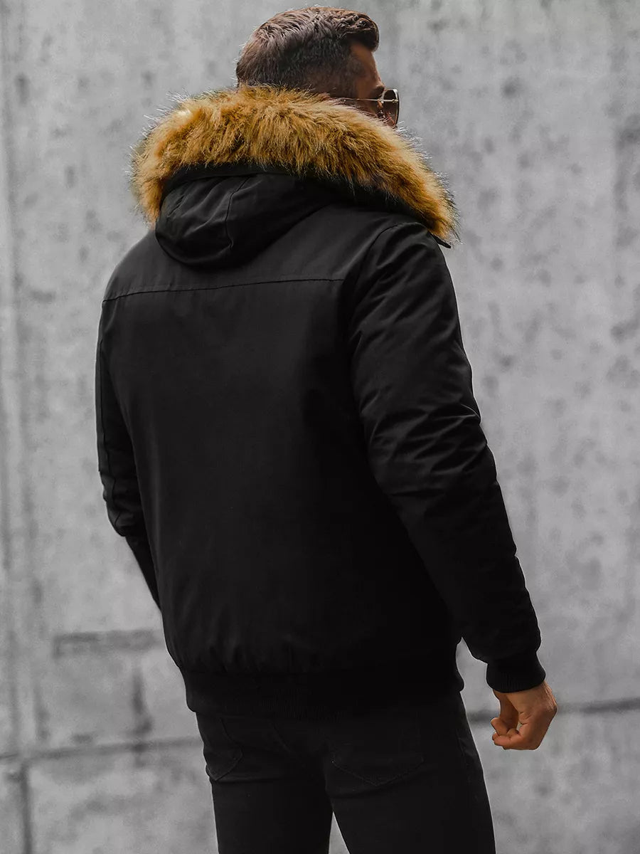 Bomber stiliaus žieminė juoda vyriška striukė Lemor