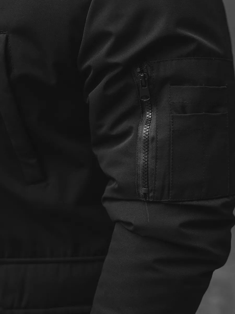 Bomber stiliaus žieminė juoda vyriška striukė Lemor