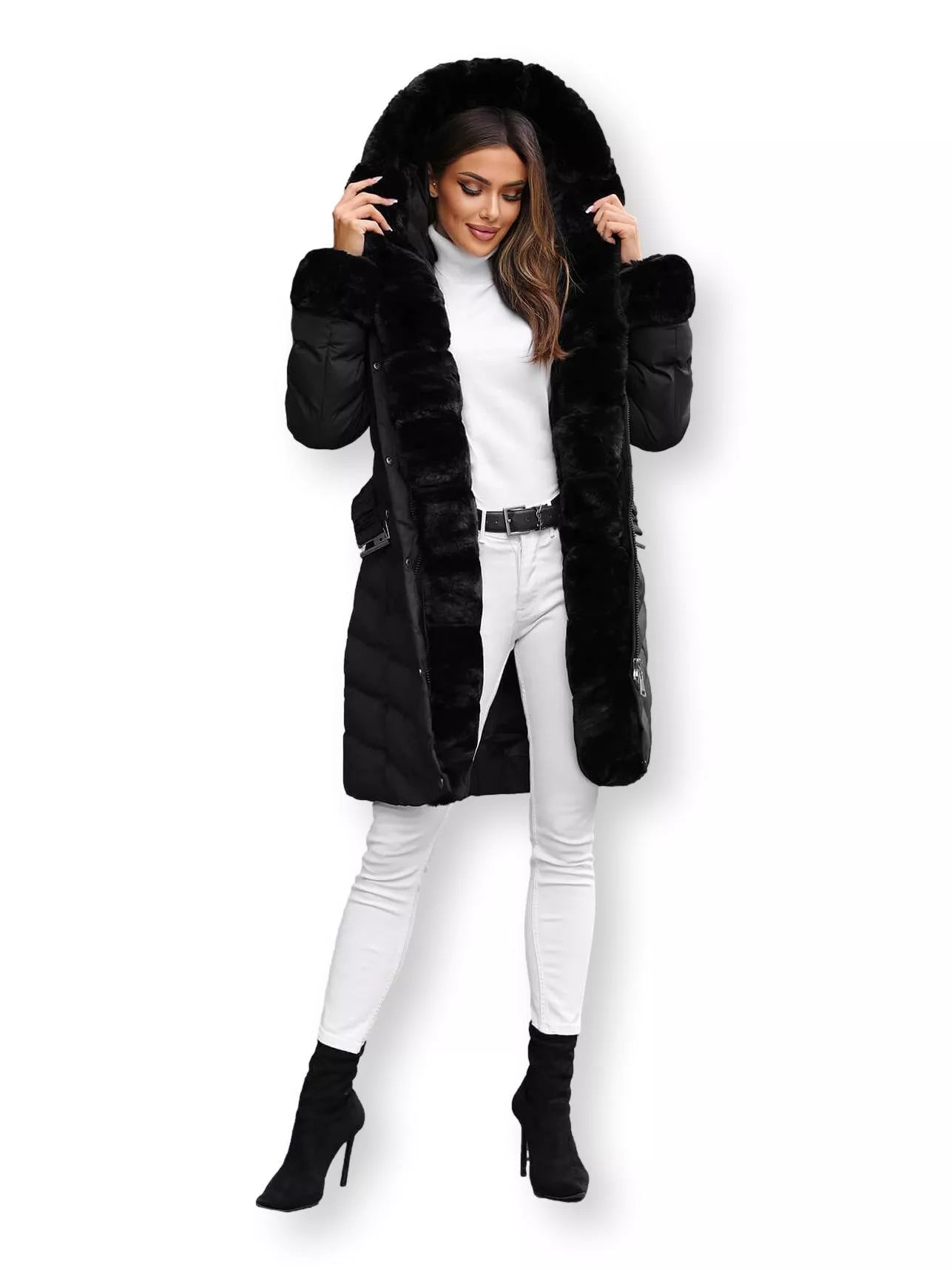 Striukė juoda su kailiu Dorter