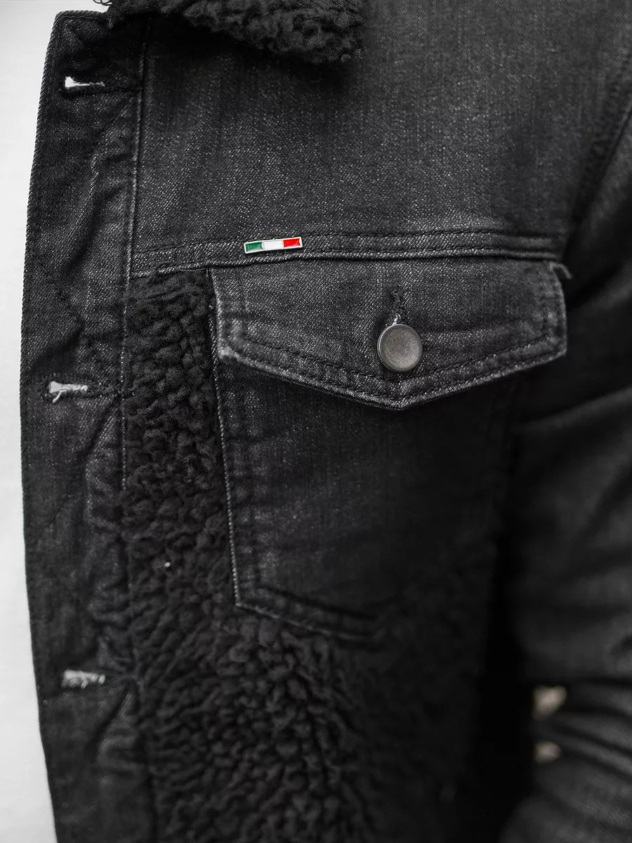 Juodos spalvos džinsinė striukė Biok