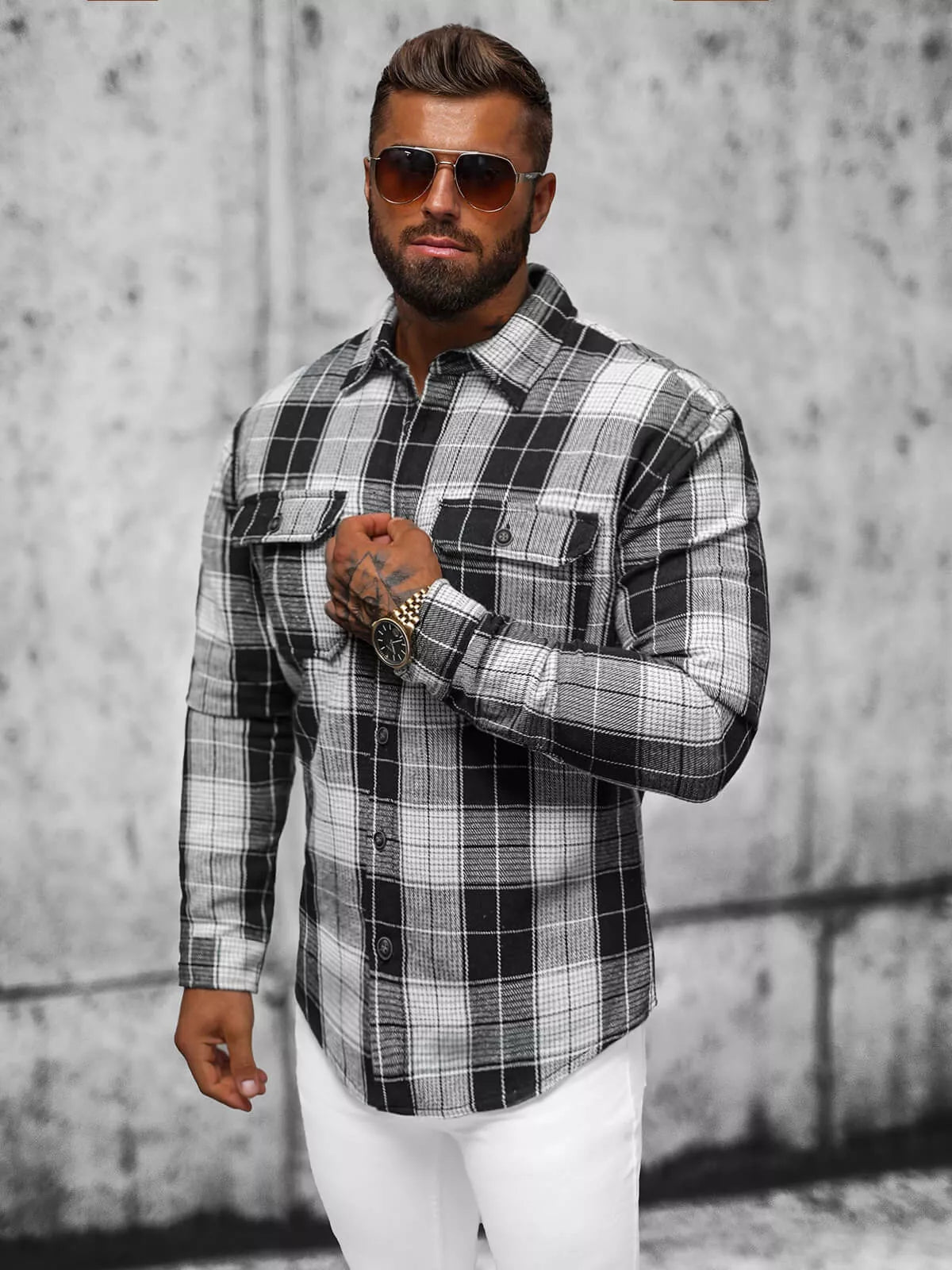 Juodi flaneliniai marškiniai Nater