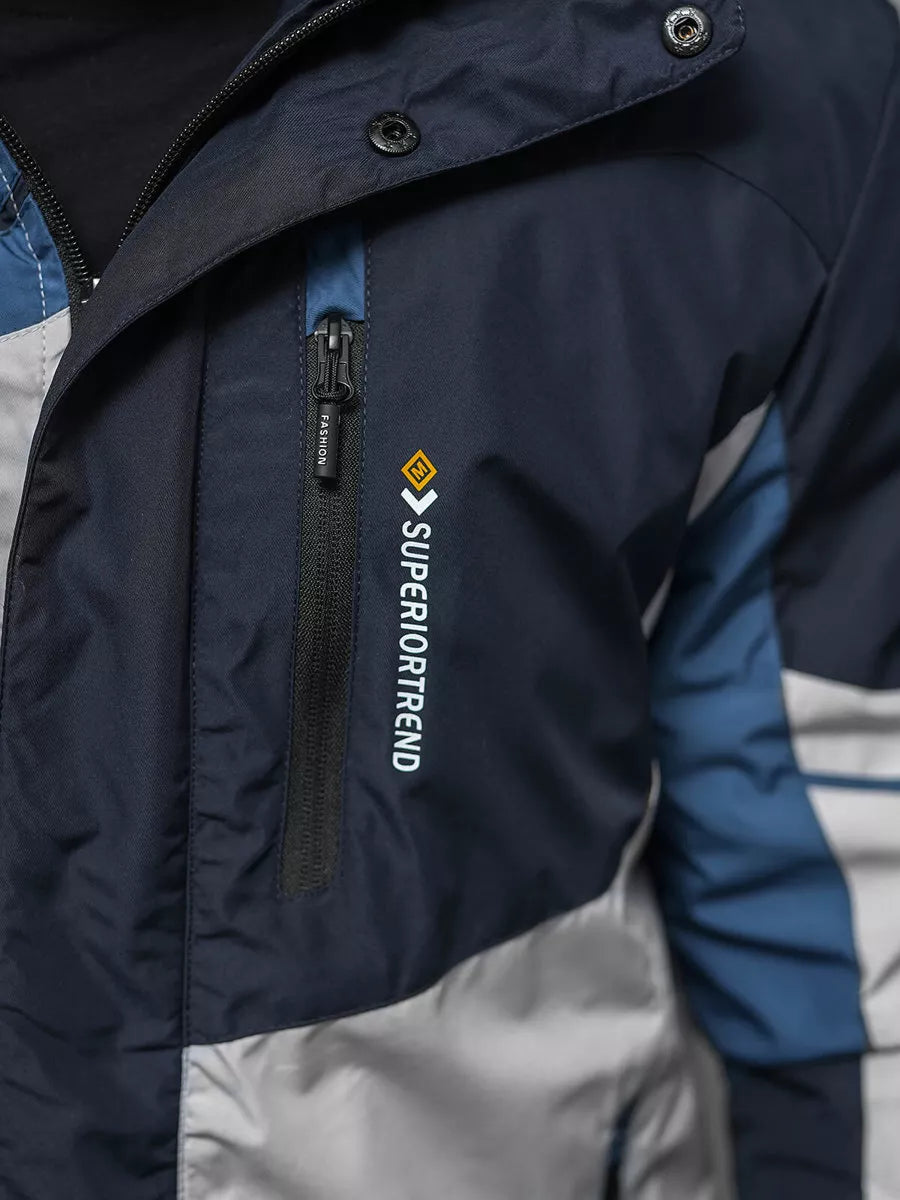 Pilka - tamsiai mėlyna striukė Reker