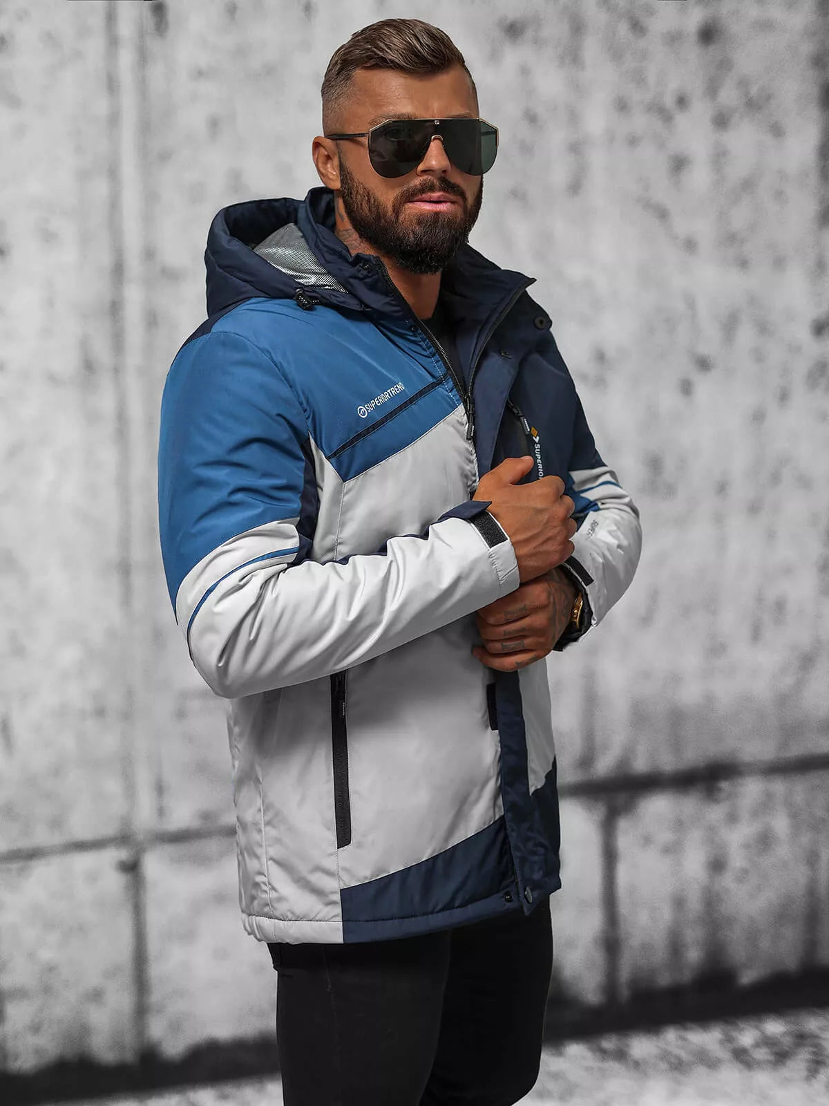 Pilka - tamsiai mėlyna striukė Reker