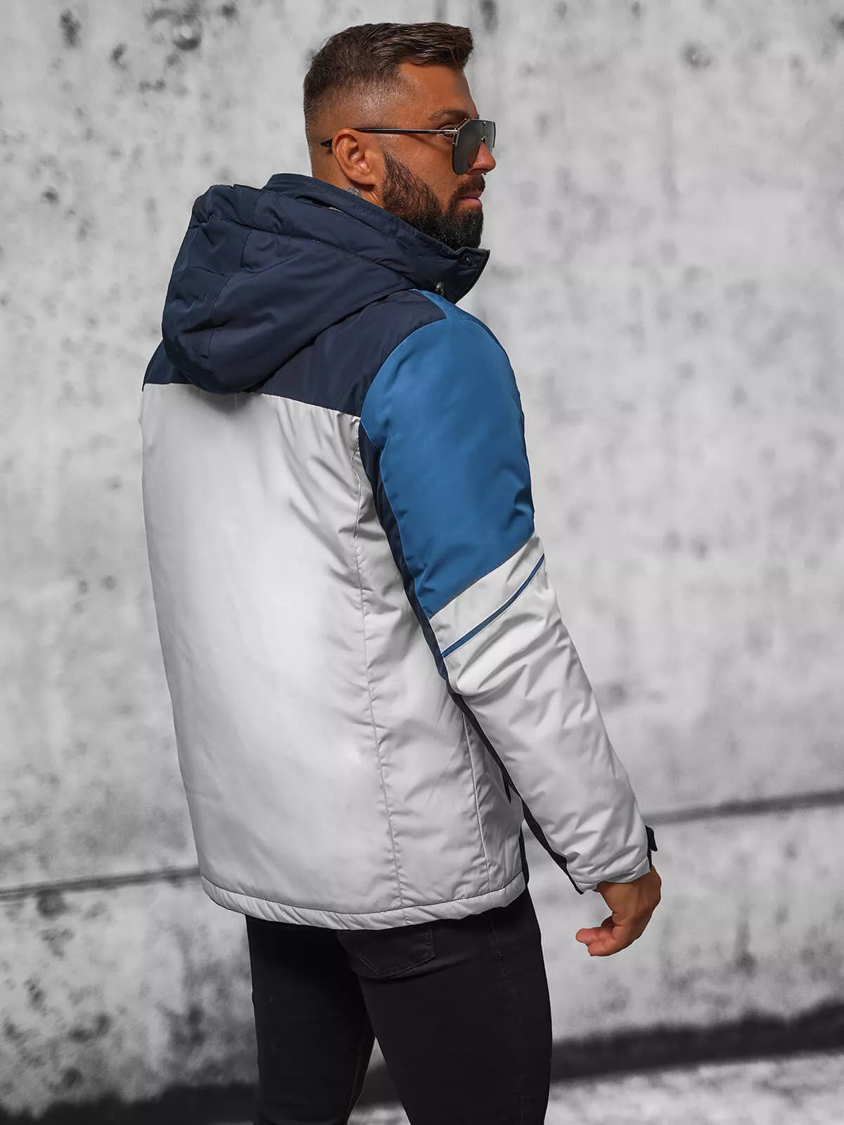 Pilka - tamsiai mėlyna striukė Reker