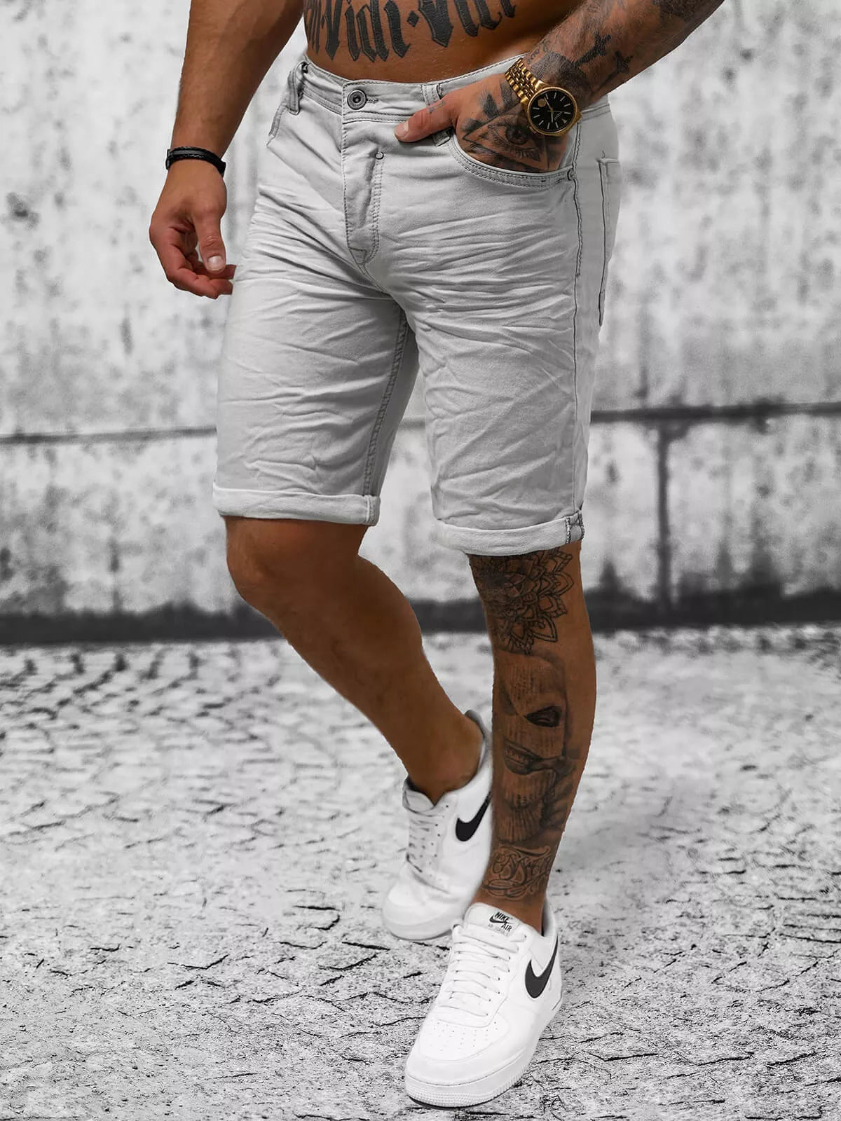 Pilki džinsiniai šortai Leter