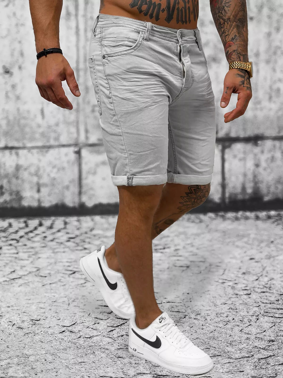 Pilki džinsiniai šortai Leter