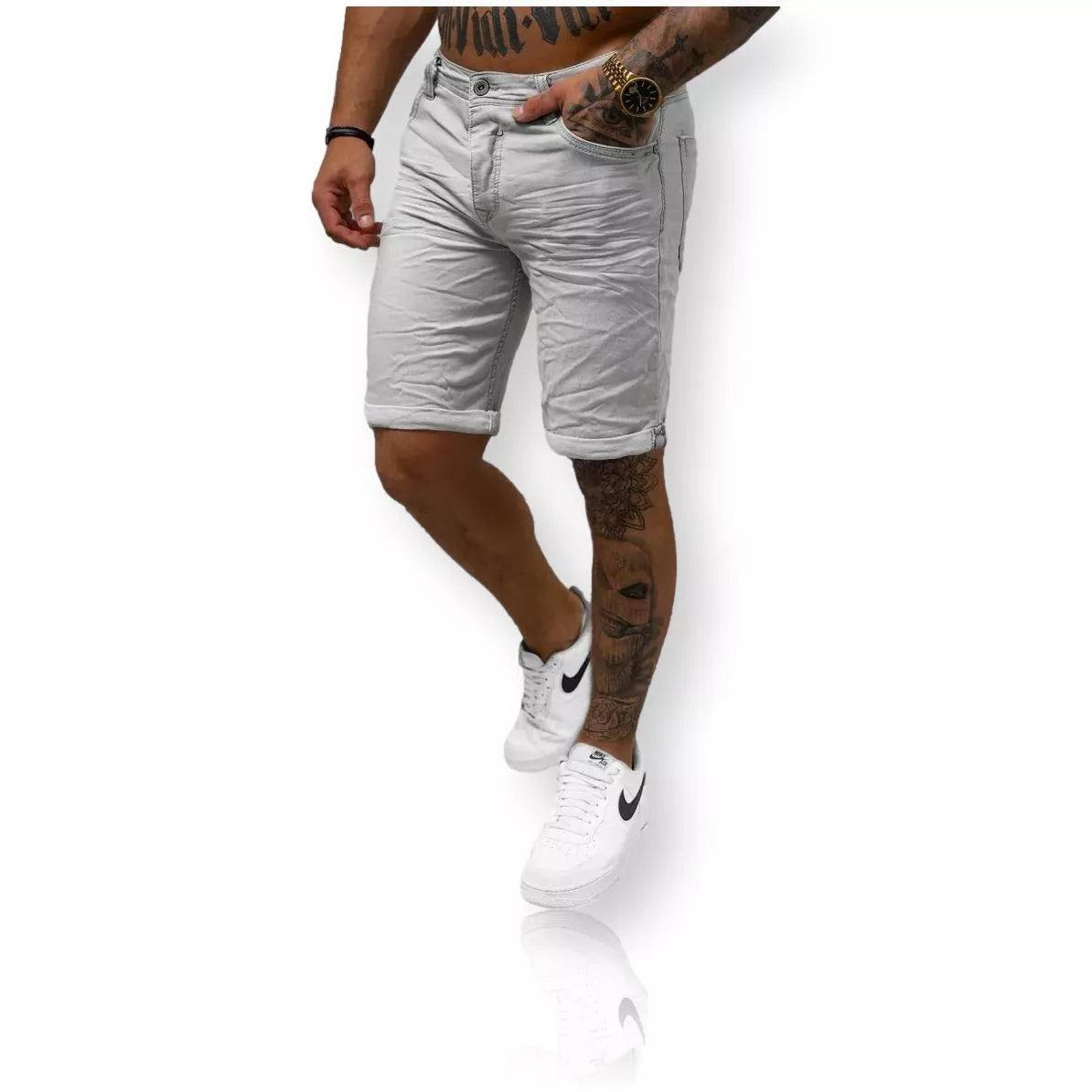 Pilki džinsiniai šortai Leter
