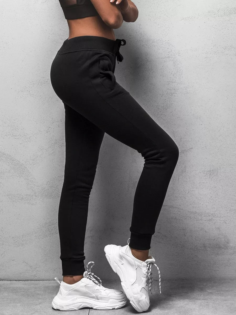 Moteriškos juodos laisvalaikio kelnės Flor