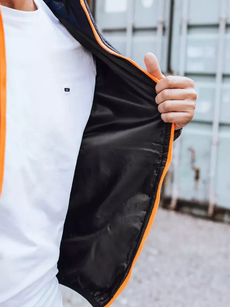 Vyriška tamsiai mėlynos spalvos striukė su orandžinėmis detalėmis Karen