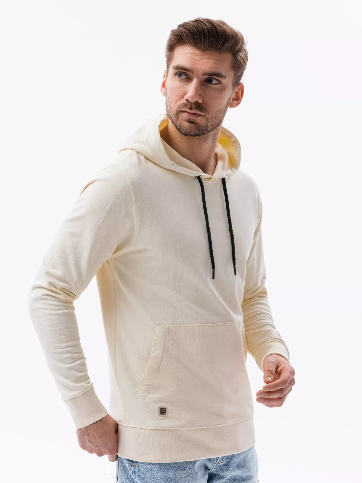 Gelsvos spalvos džemperis su gobtuvu Leko