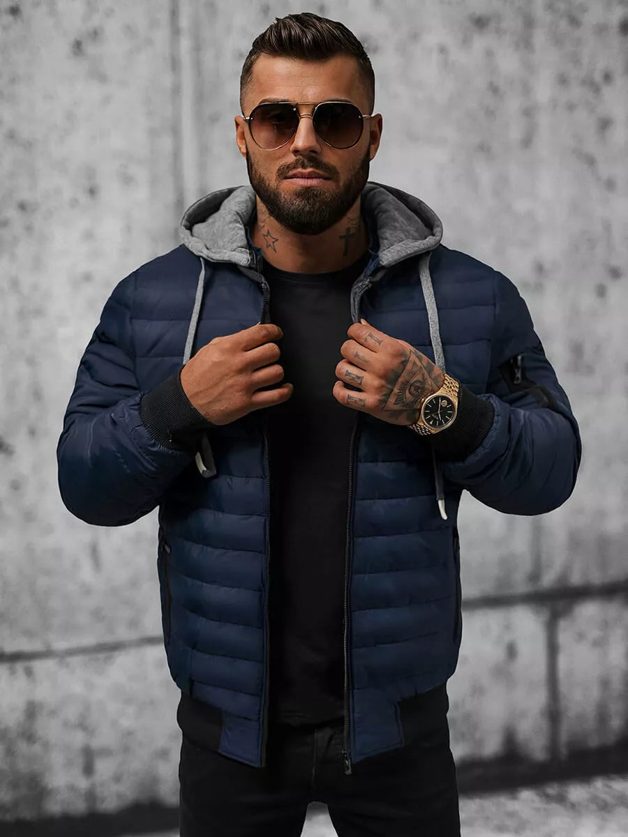 Tamsiai mėlyna vyriška striukė su gobtuvu Kidol