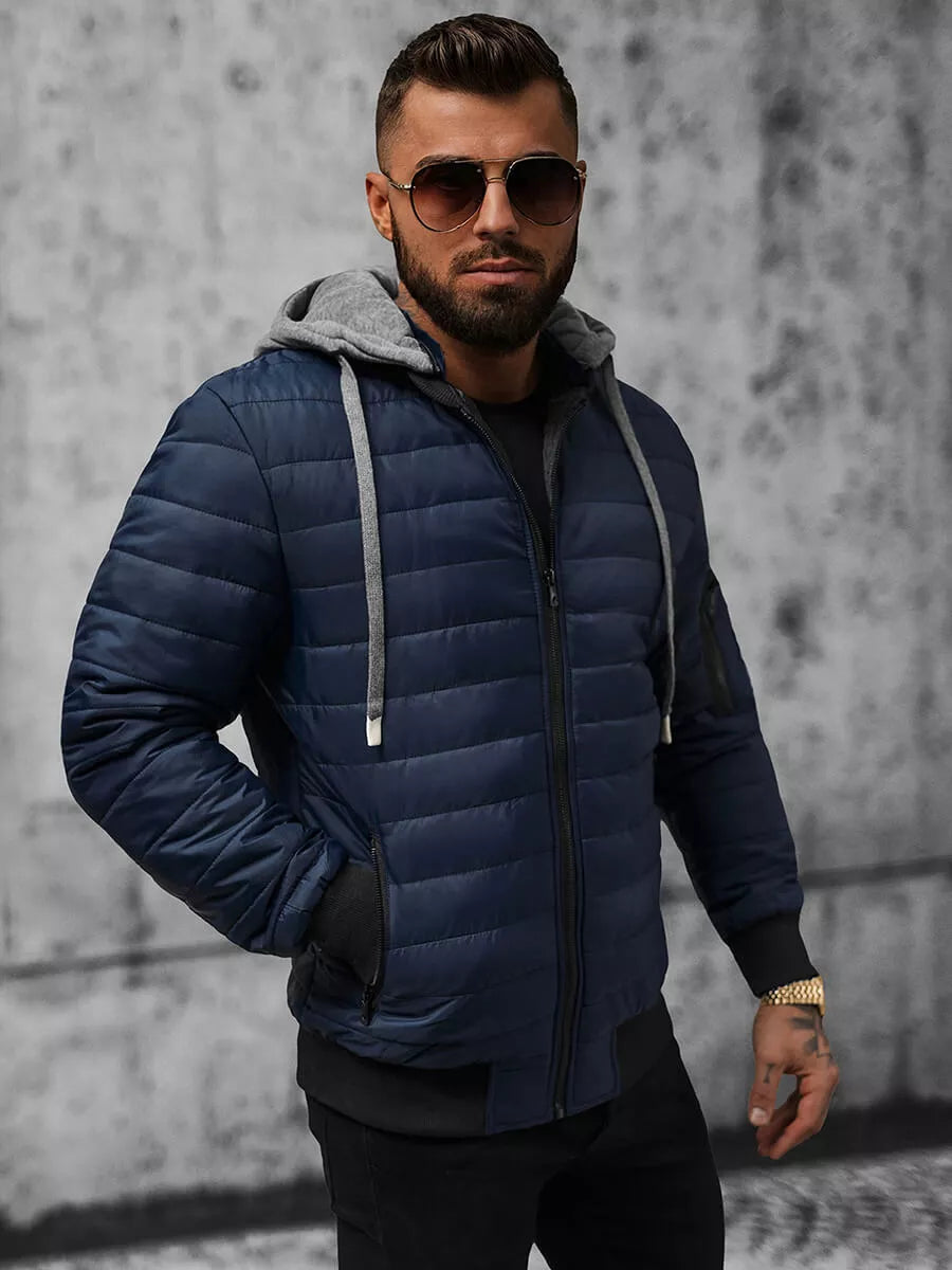 Tamsiai mėlyna vyriška striukė su gobtuvu Kidol