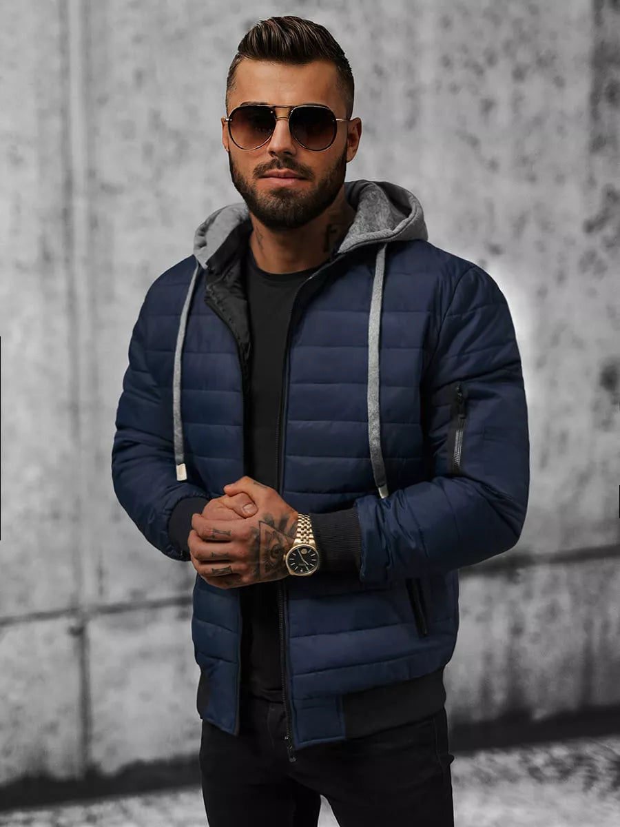 Tamsiai mėlyna vyriška striukė su gobtuvu Kidol