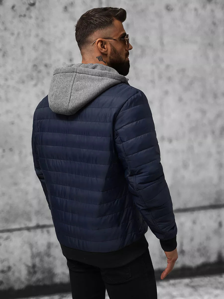 Tamsiai mėlyna vyriška striukė su gobtuvu Kidol