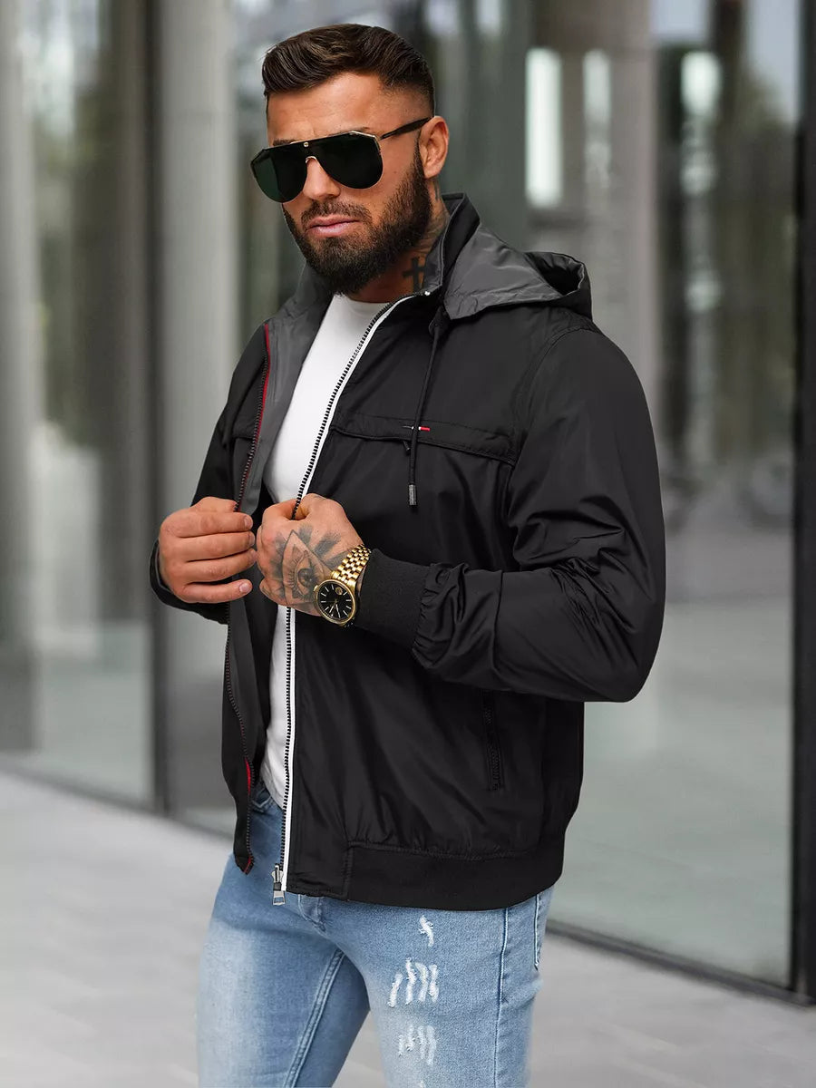 Juoda striukė su gobtuvu Kemir