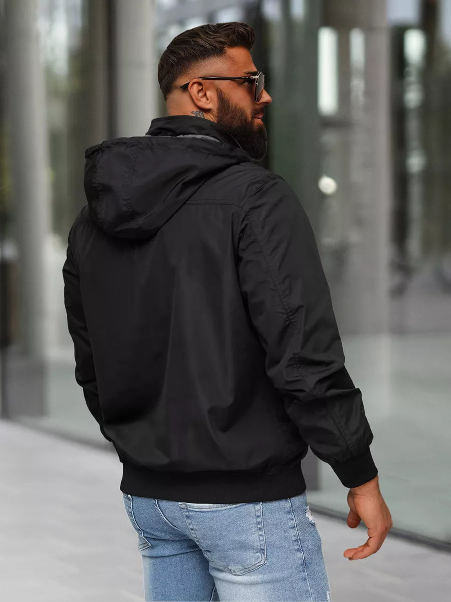 Juoda striukė su gobtuvu Kemir