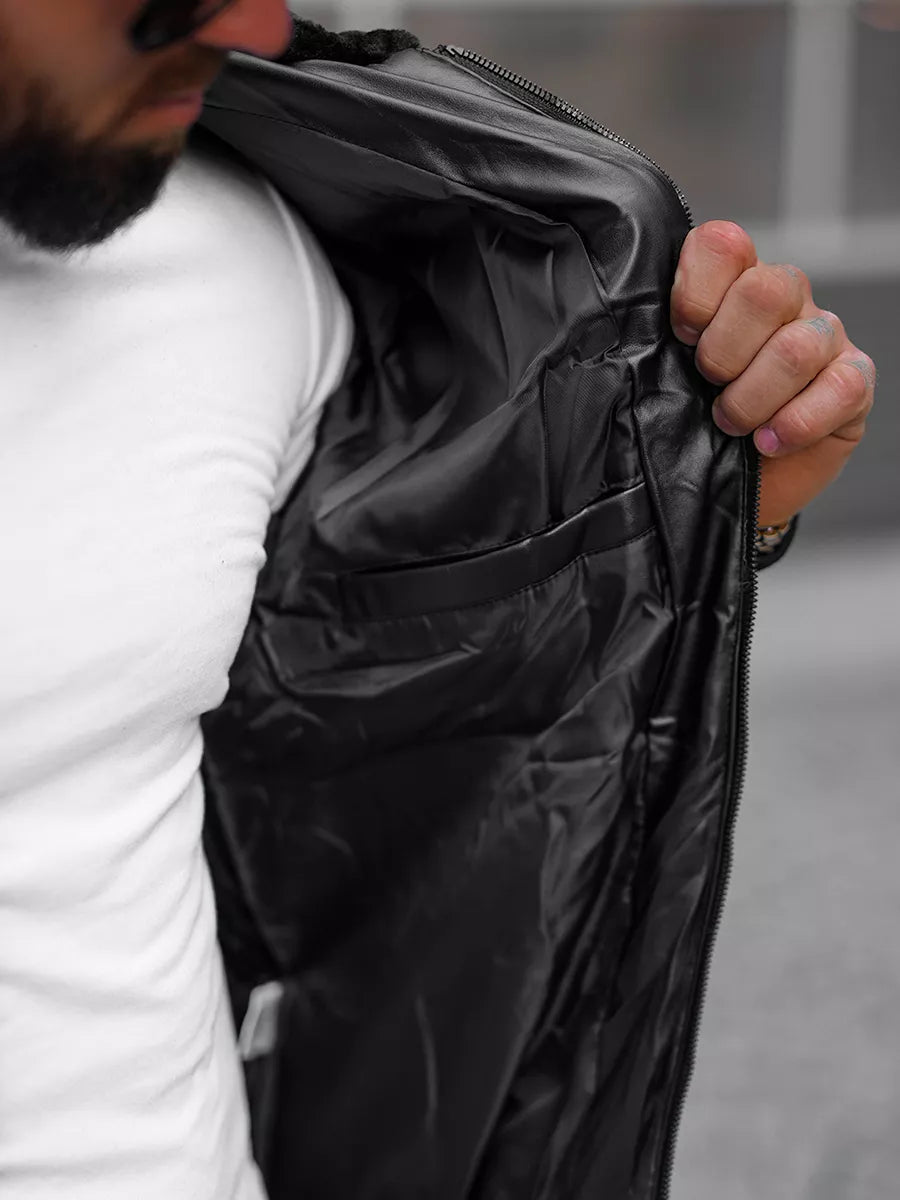 Juoda dygsniuota vyriška striukė Rotir