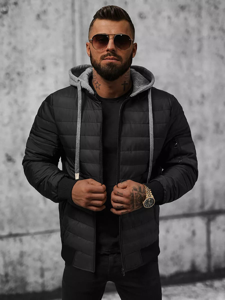 Juoda vyriška striukė su gobtuvu Kidol