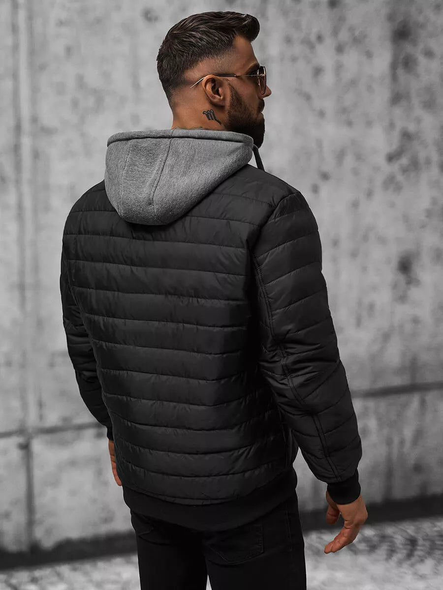 Juoda vyriška striukė su gobtuvu Kidol