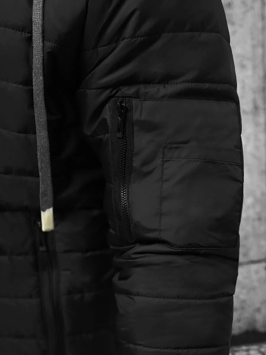 Juoda vyriška striukė su gobtuvu Kidol