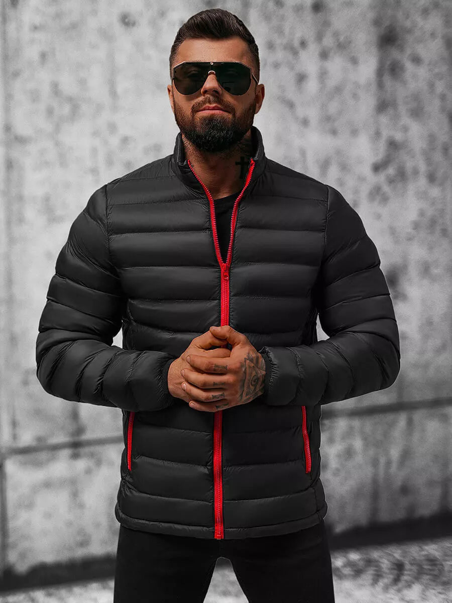 Juoda su raudonu užtrauktuku vyriška pavasarinė - rudeninė striukė Monit