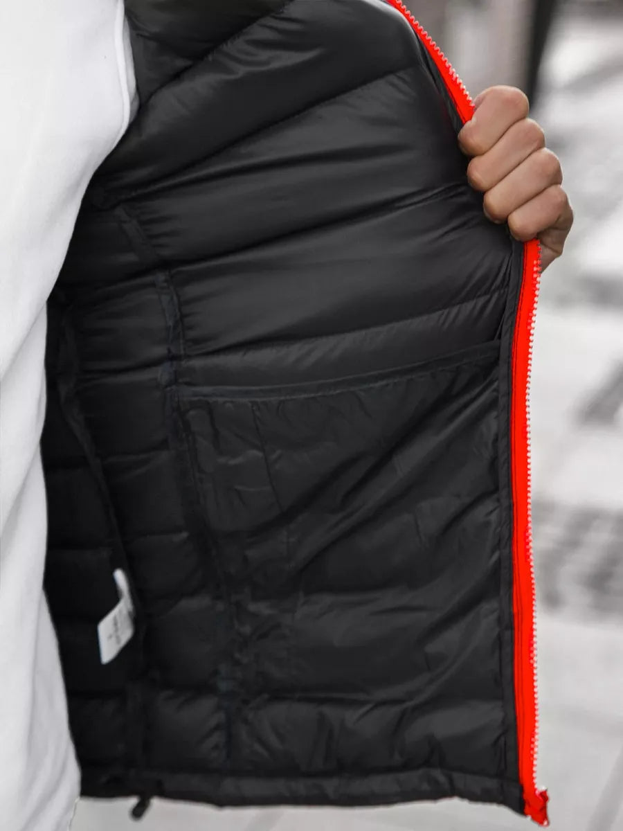 Juoda su raudonu užtrauktuku vyriška pavasarinė - rudeninė striukė Monit