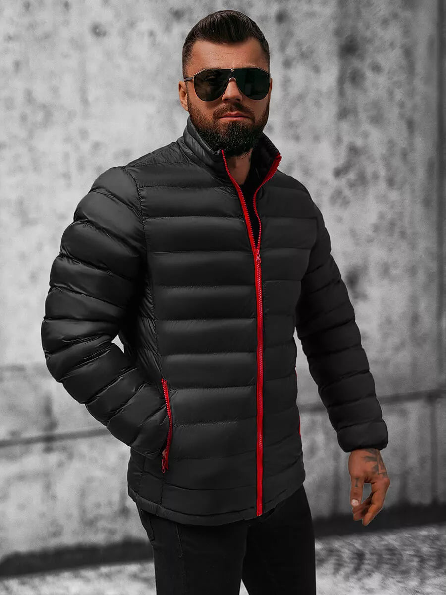 Juoda su raudonu užtrauktuku vyriška pavasarinė - rudeninė striukė Monit