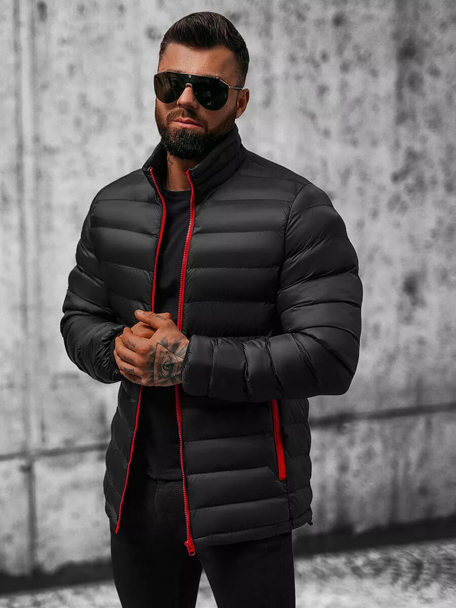 Juoda su raudonu užtrauktuku vyriška pavasarinė - rudeninė striukė Monit